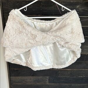 Eliza J Cream Faux Fur Wrap